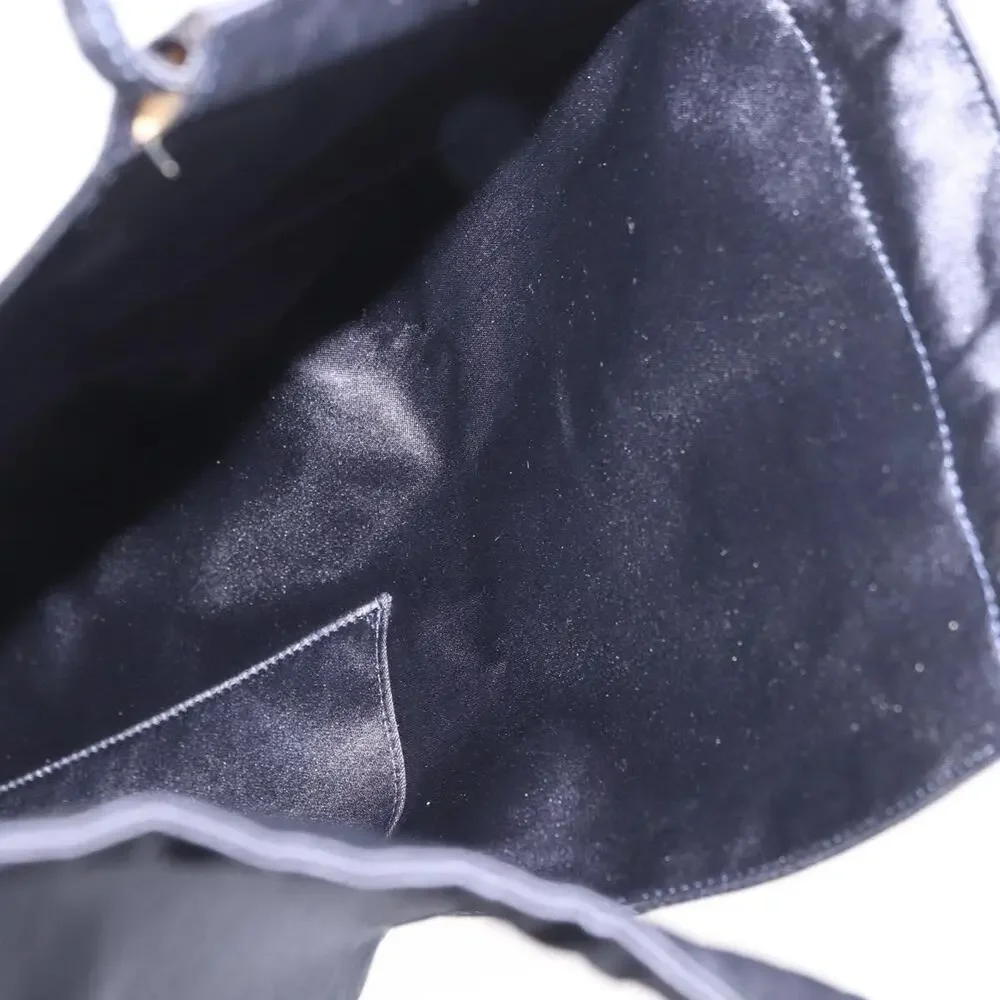 Chanel Satin Drawstring Bag Handbag Navy CC Blue